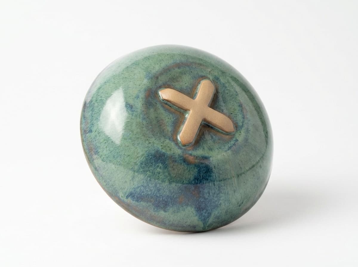 A glazed piece footed with the X Foot