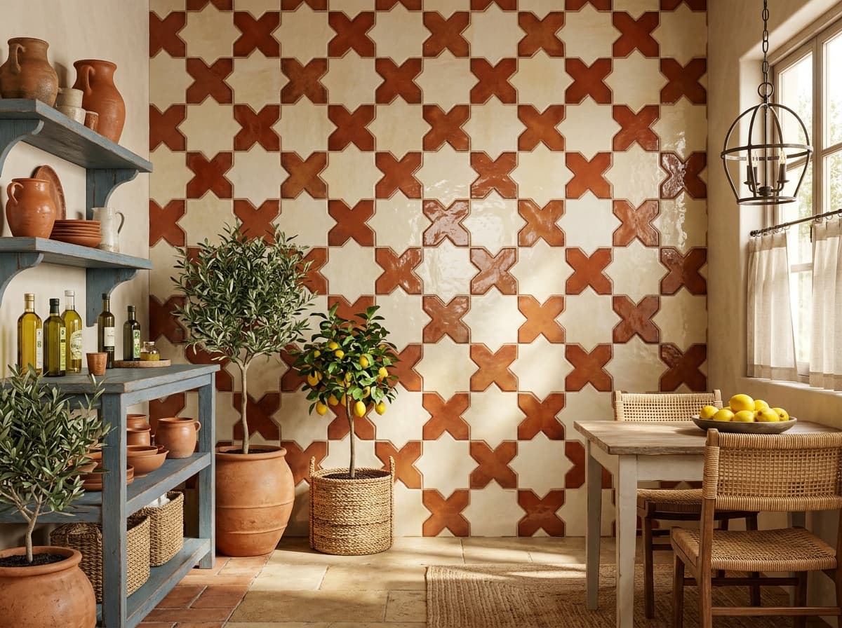 Star & cross tile cutters tiles in an interior