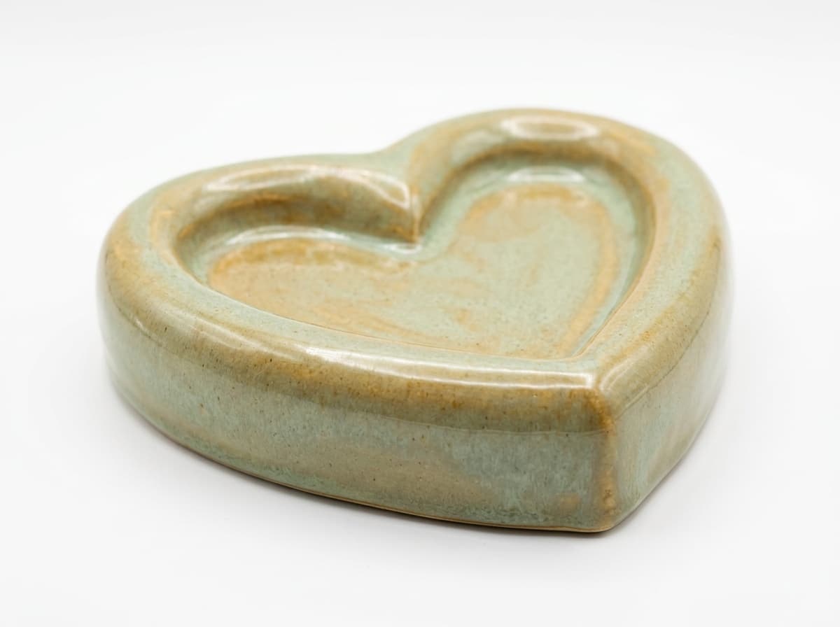A glazed piece made over the Heart Puffy Rim form